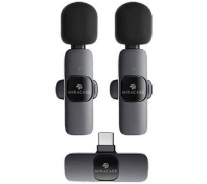 זוג מיקרופון אלחוטיים לחיבור טייפ-סי דגם MWMC550 מבית MIRACASE