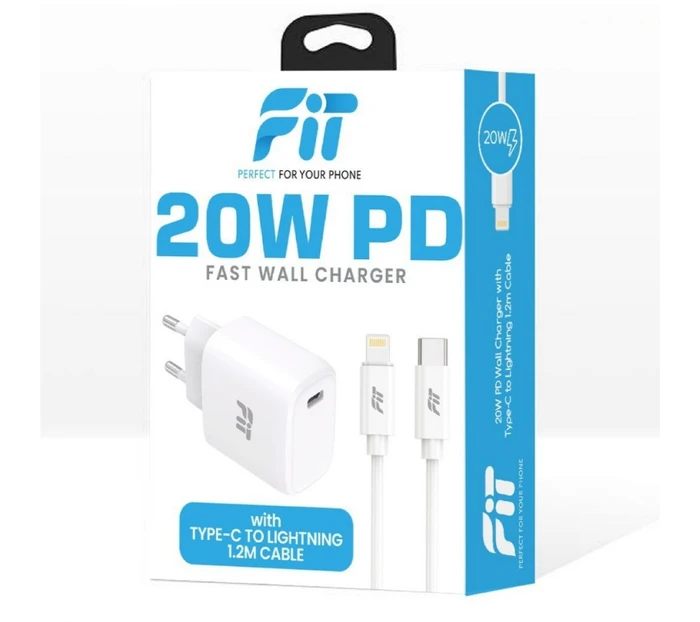 מטען קיר PD 20W עם כבל טייפ-סי ל-Lightning