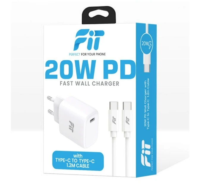 מטען קיר PD 20W עם כבל טייפ-סי לטייפ-סי