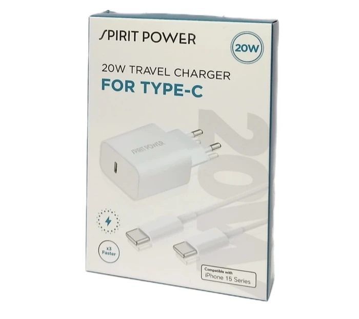 מטען קיר מהיר 20W PD עם כבל TYPE-C TO TYPE-C