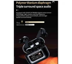 אוזניות TWS YW08 בעברית - מסך חכם עם Black Technoligy