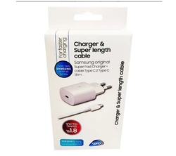 מטען קיר סמסונג מקורי מהיר 25W - עם כבל 1.8 מטר טייפ-סי - סאני