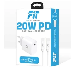 מטען קיר PD 20W עם כבל טייפ-סי לטייפ-סי